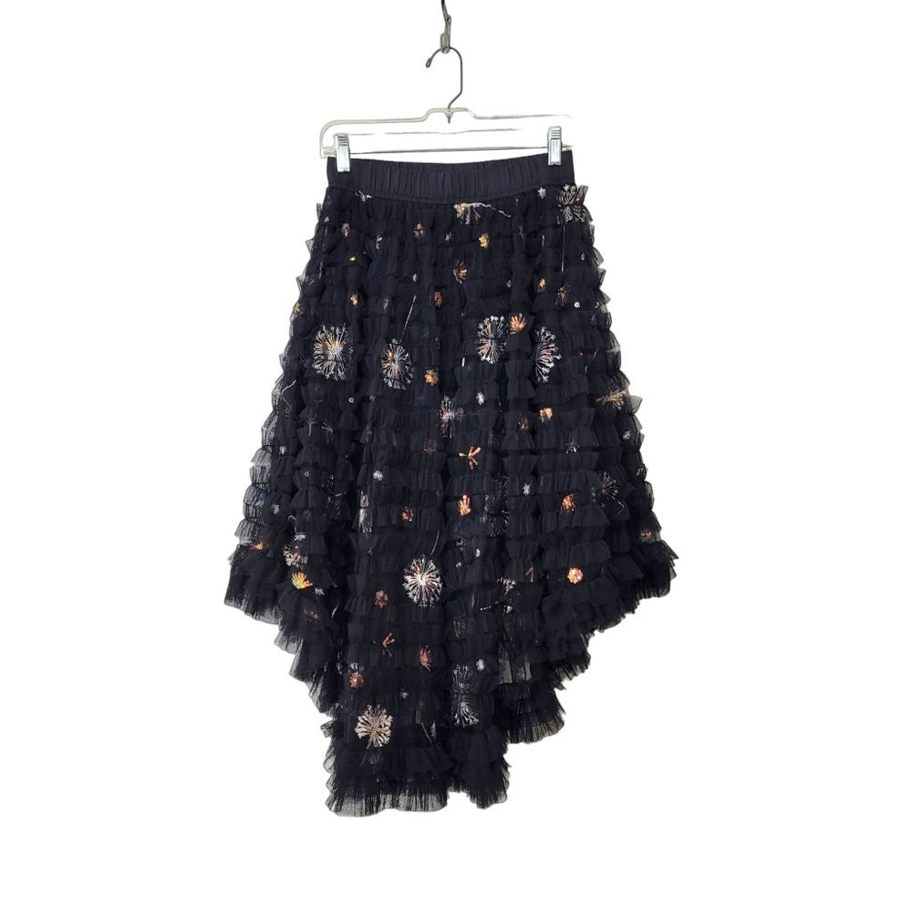 Beulah Style Black Ruffled Tulle High Low Embroidered Skirt NWT - Picture 2 of 8